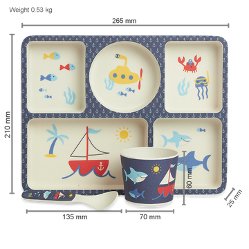 Bamboo Divided Plate Set - Anchors Away