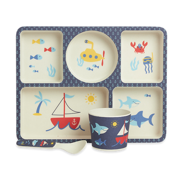 Penny Scallan Bamboo Divided Plate Set Anchors Away
