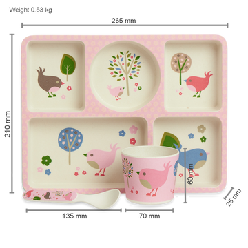 Bamboo Divided Plate Set - Chirpy Bird