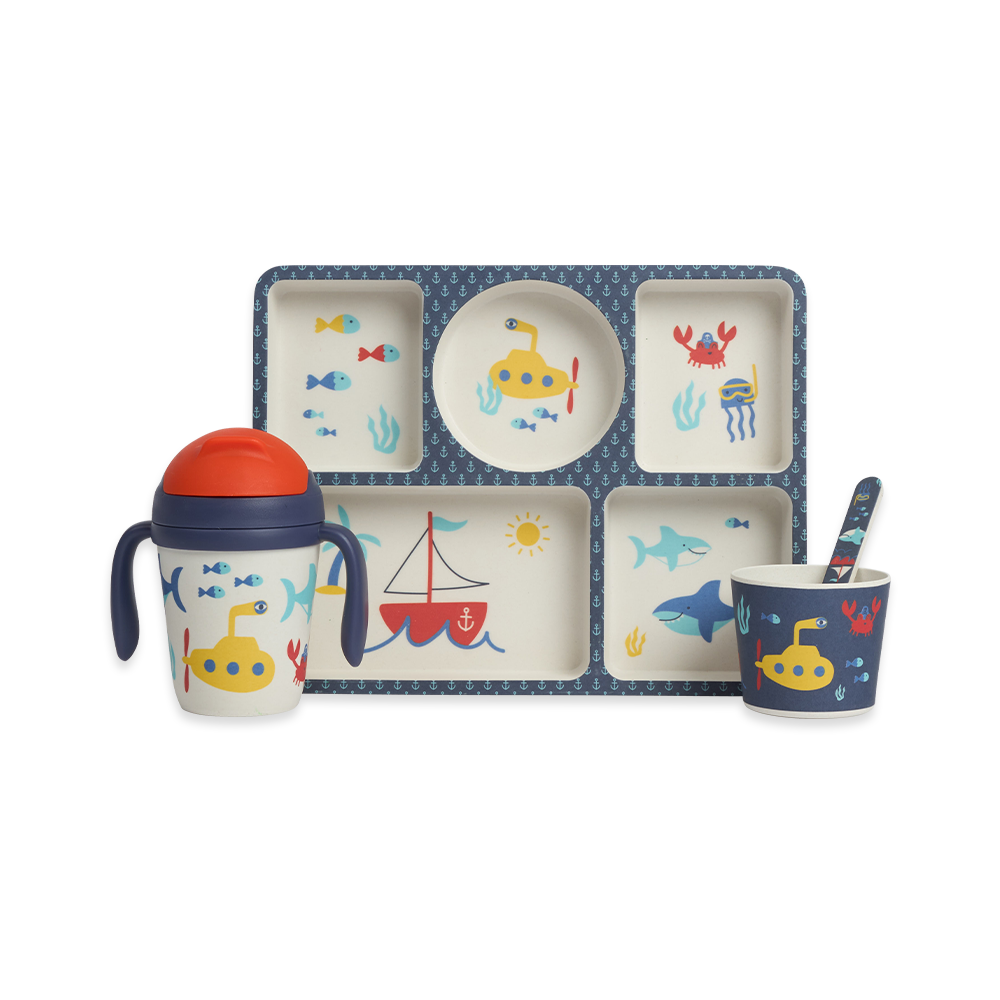 Bamboo Divided Plate Pack - Anchors Away