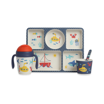 Bamboo Divided Plate Pack - Anchors Away