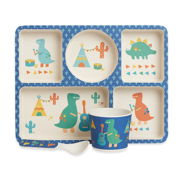 Bamboo Divided Plate Set - Dino Rock
