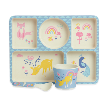 Penny Scallan Bamboo Divided Plate Set Rainbow Days